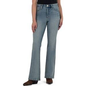 NEW KUT FROM THE KLOTH ana high rise braided belt loop flare jeans in confidence